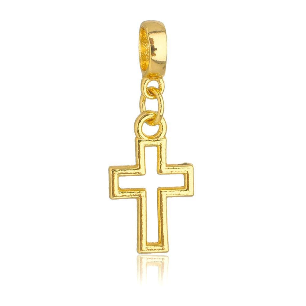 Pingente Berloque Cruz Vazada Pandora Banhado a Ouro 18k