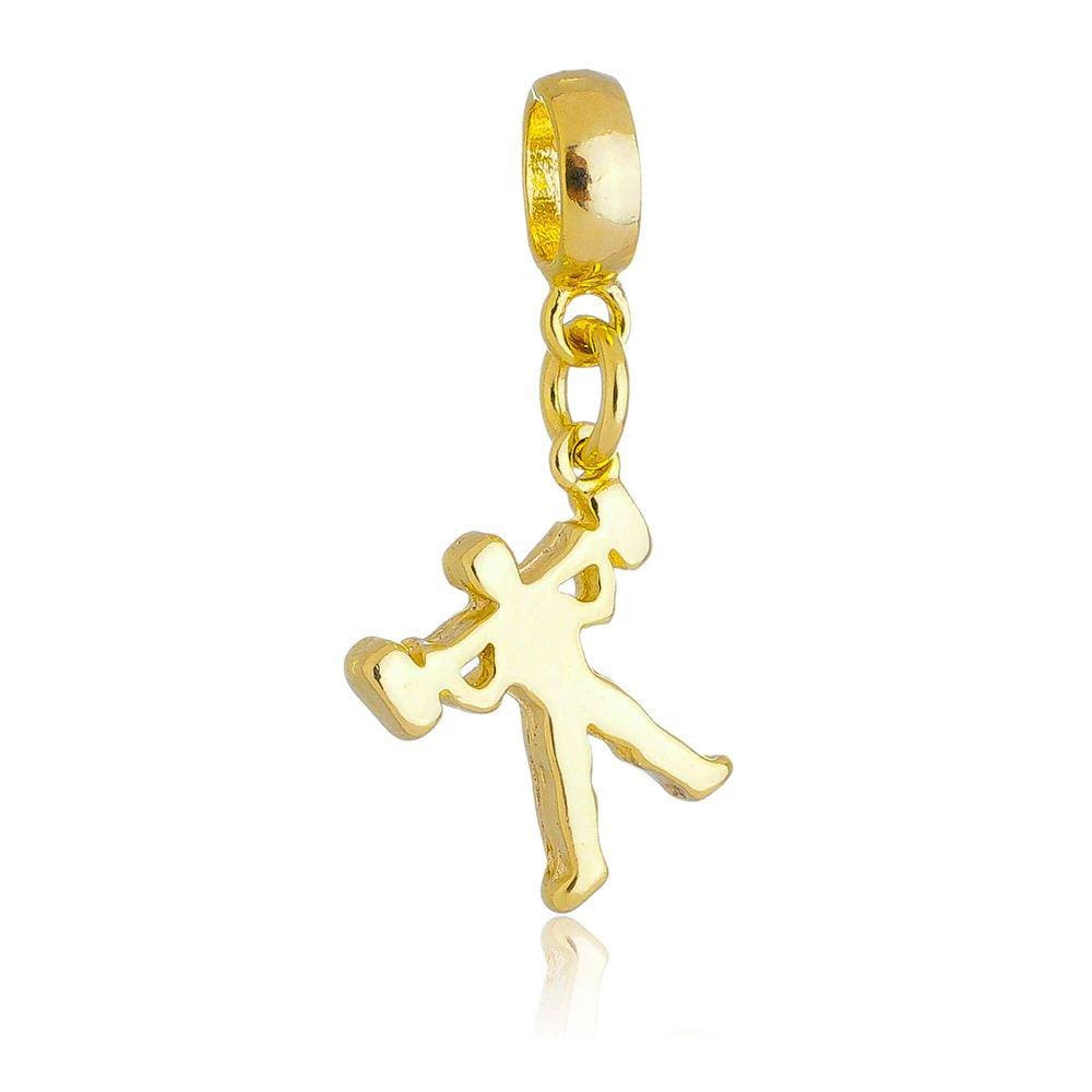 Pingente Berloque Mulher Academia Pandora Banhado a Ouro 18k - Premium