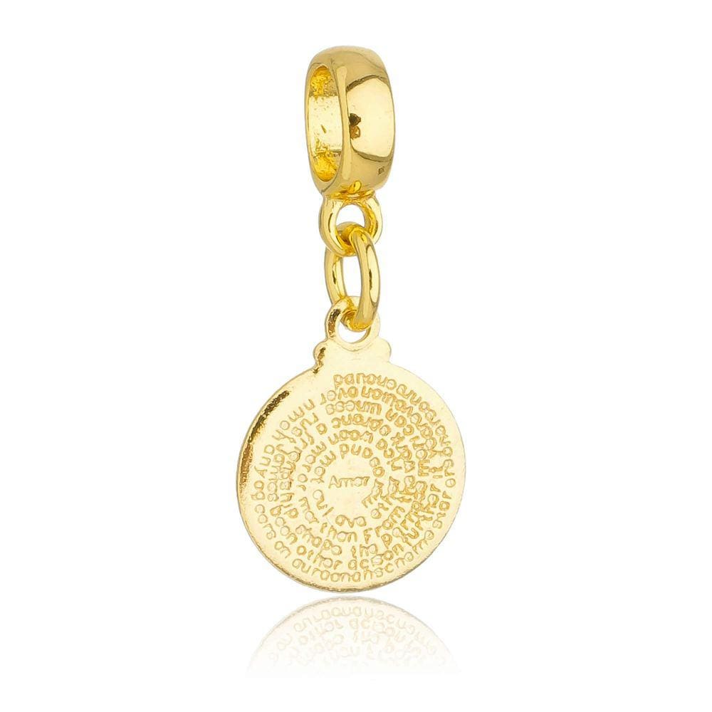 Pingente Berloque Oração Pai Nosso Pandora Banhado a Ouro 18k - Premium