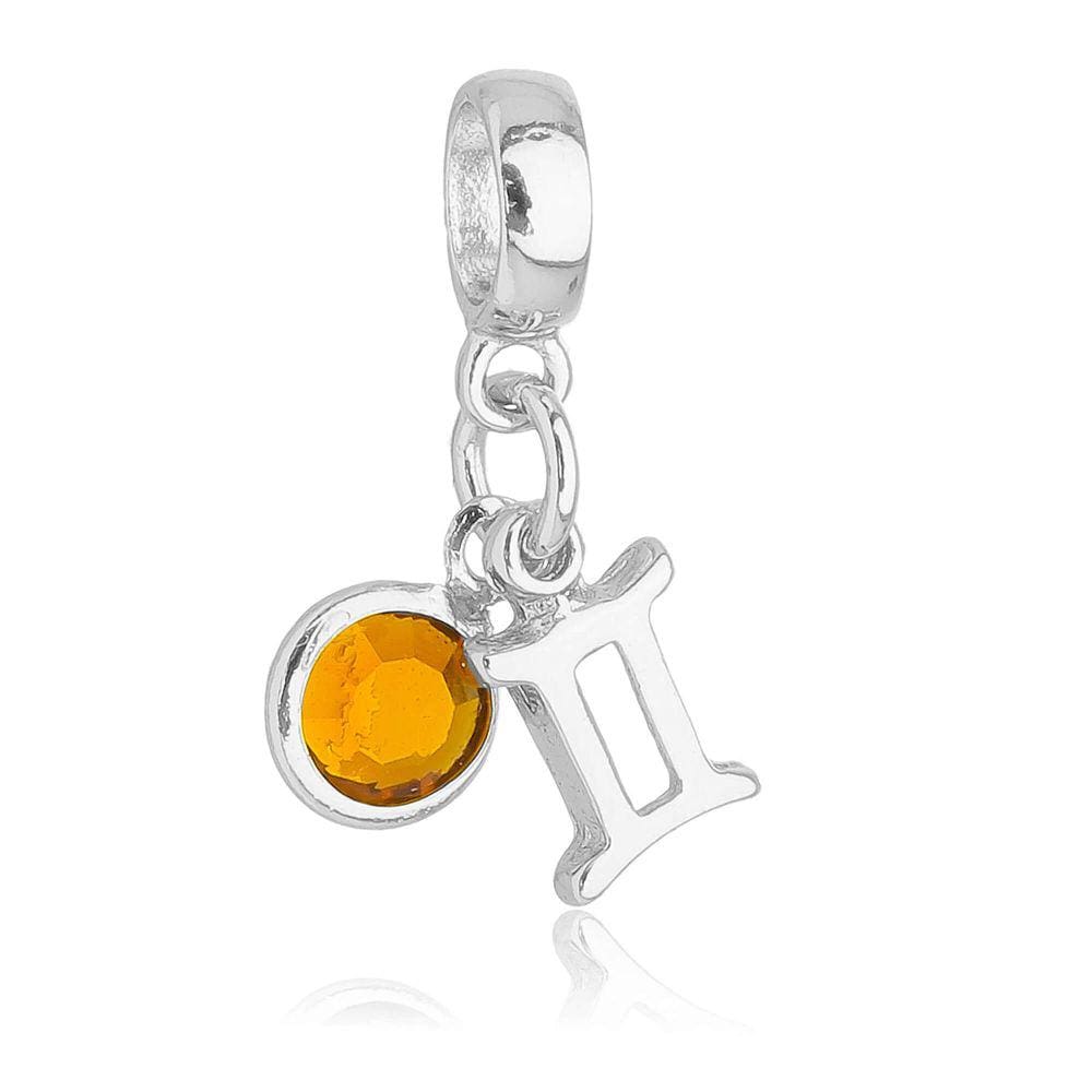Pingente Berloque Signo Gêmeos Pandora Banhado a Prata 925 - Premium