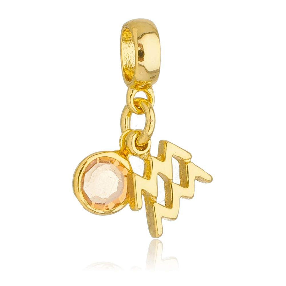 Pingente Berloque Signo Aquário Pandora Banhado a Ouro 18k - Premium