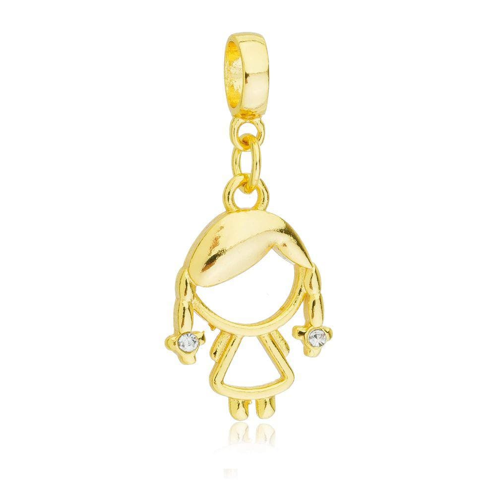 Pingente Berloque Menina Pandora Banhado a Ouro 18k - Premium