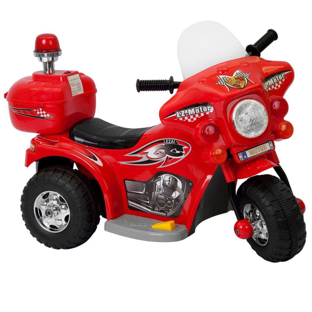 Mini Moto Elétrica Infantil Triciclo Criança Bateria Recarregável 6V Importway BW002 Polícia Bivolt