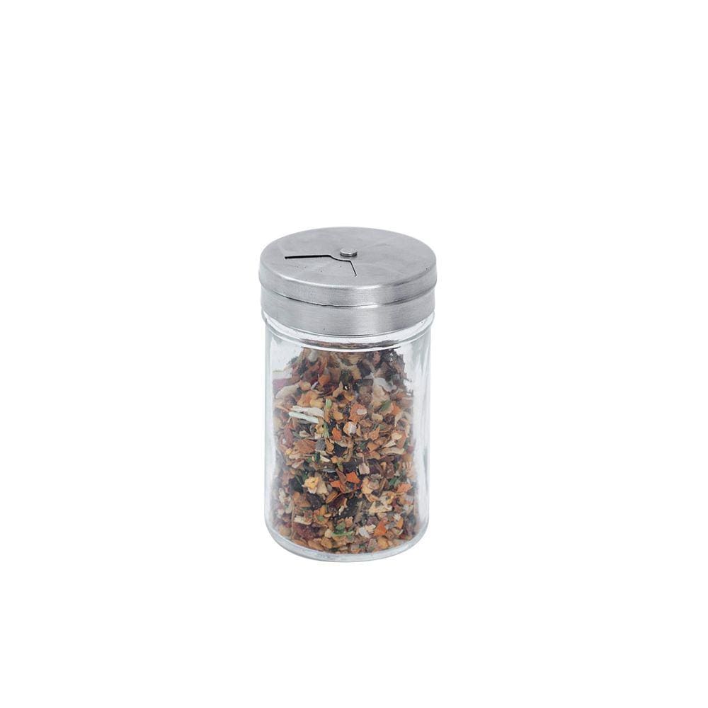 Porta tempero de vidro tampa inox giratória 90ml - Mozcada
