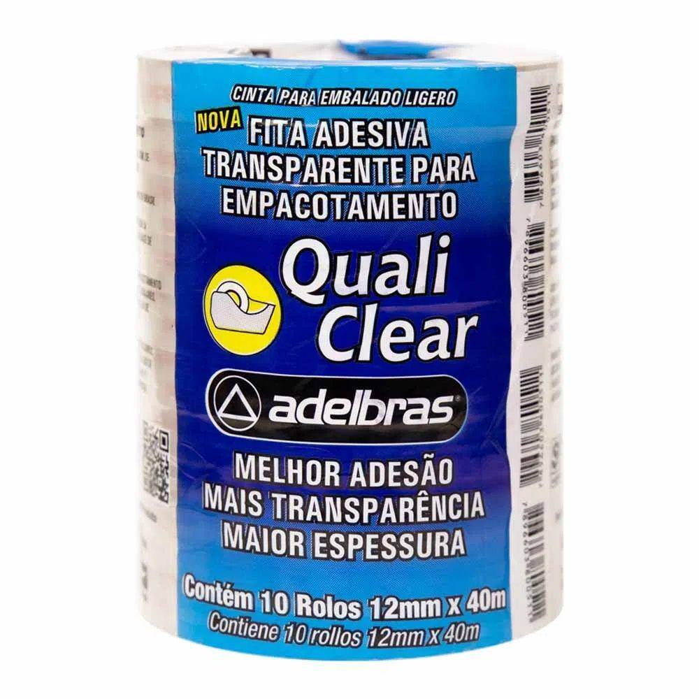 KIT 10 Fita Adesiva Transparente de Empacotar 12x40 Adelbras