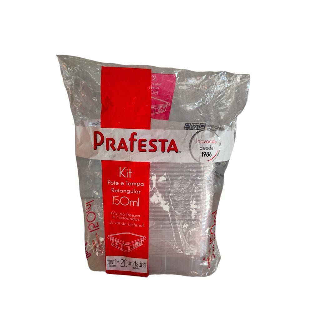 Pote Retangular Freezer e Micro-ondas 150ml com Tampa Prafesta c/20 un