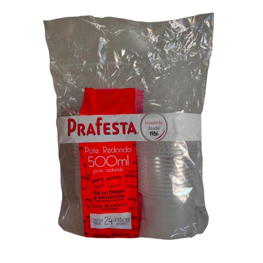 Pote Redondo Freezer e Micro-ondas 500ml com Tampa Prafesta c/24 un