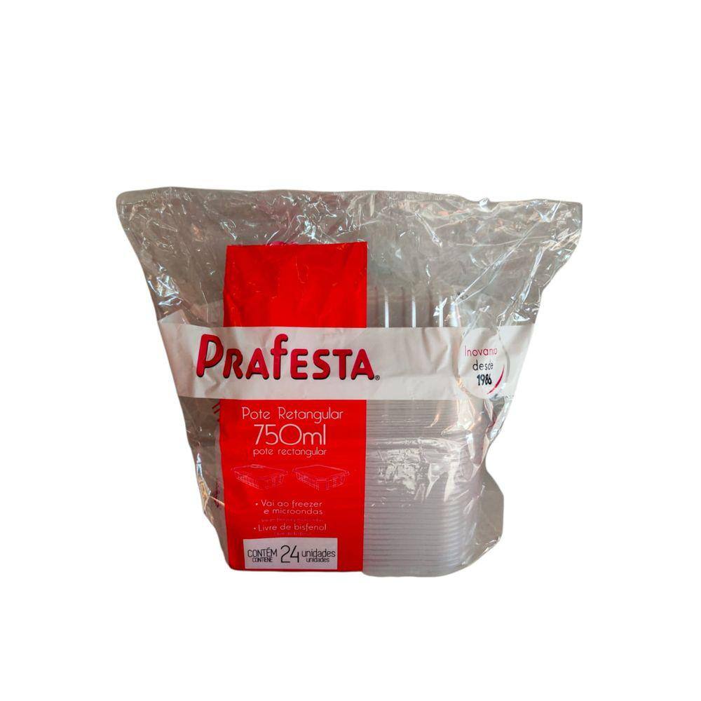 Pote Retangular Freezer e Micro-ondas 750ml com Tampa Prafesta c/24 un