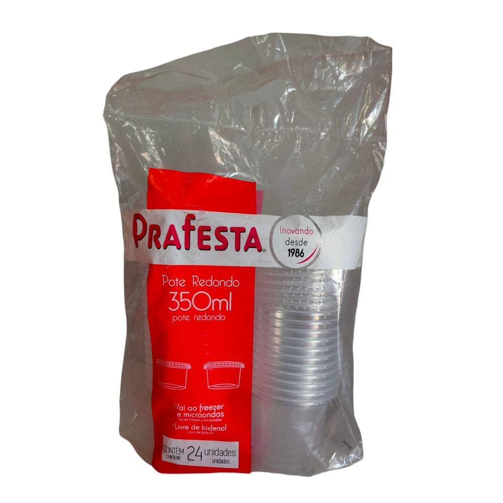 Pote Redondo Freezer e Micro-ondas 350ml com Tampa Prafesta c/24 un