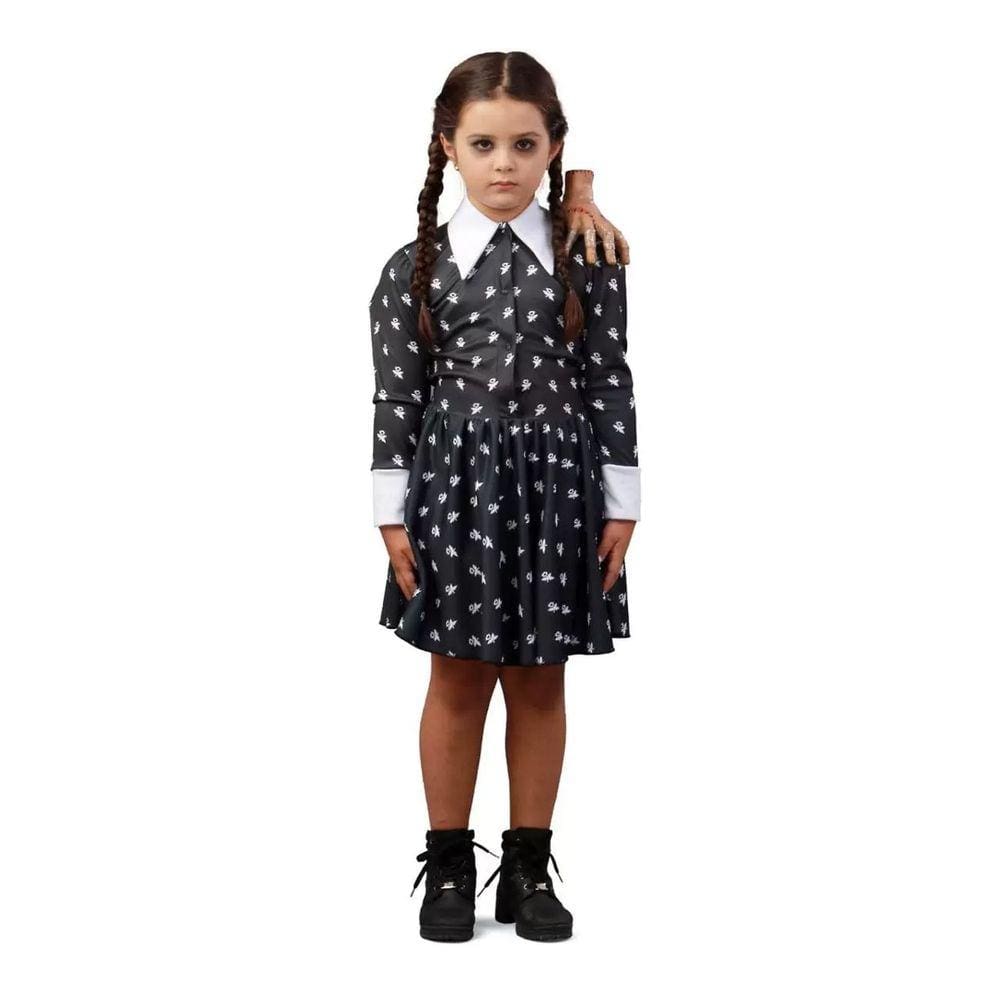 Fantasia vampira infantil estampada pop halloween, extra