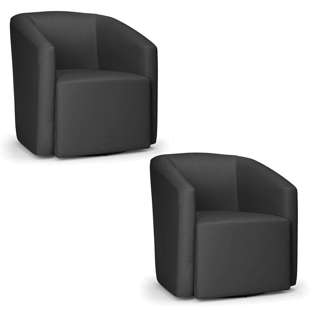 Kit 2 Poltronas Stella Max Corino Preto Base Giratória - D`Rossi