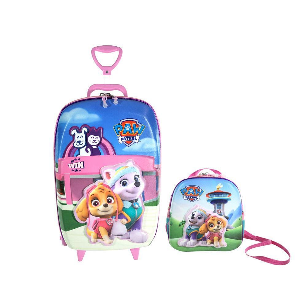 Kit Mochila Rodinhas 3D Lancheira Patrulha Canina Pet Shop