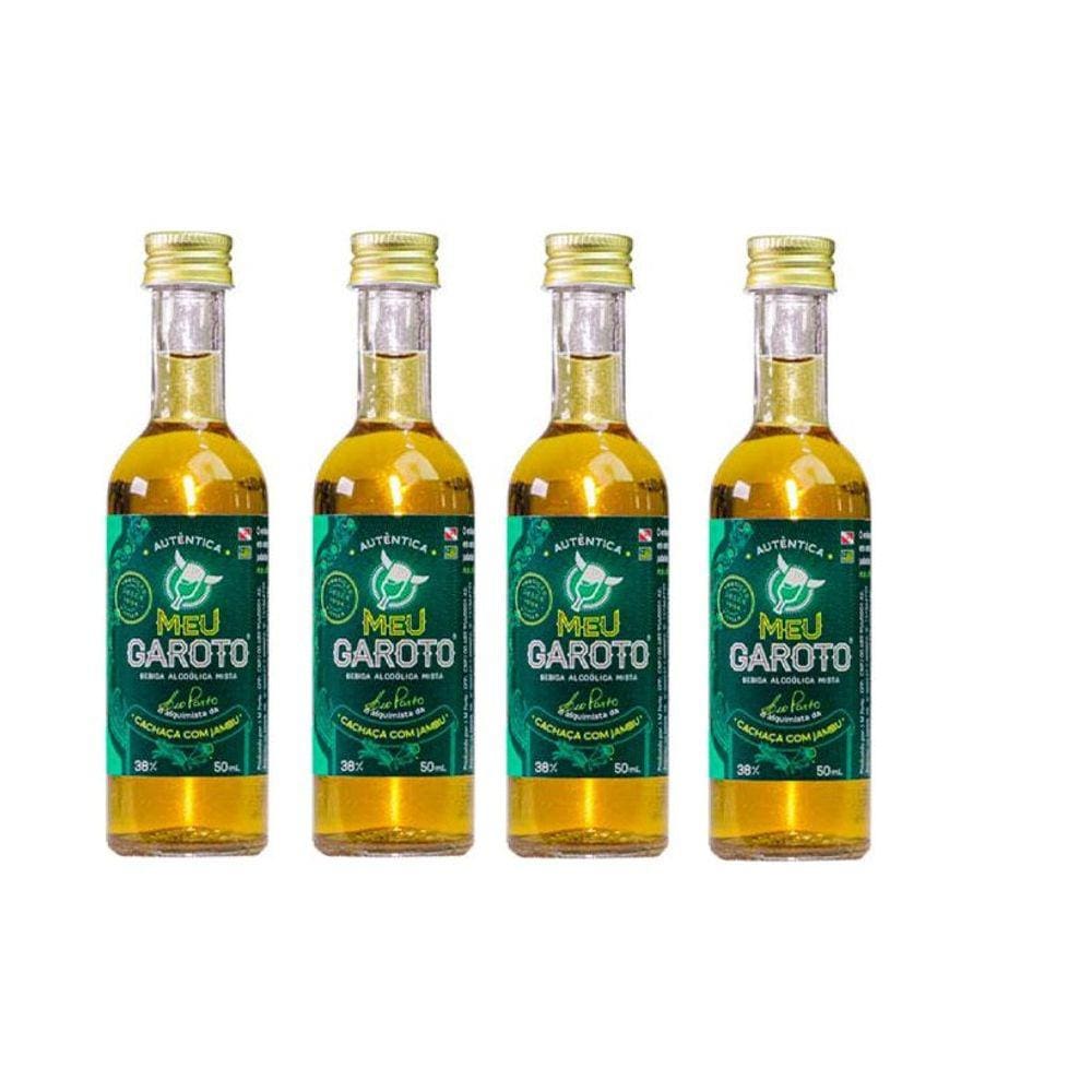 Kit Cachaça De Jambu Meu Garoto Miniatura 50ml 4 unidades