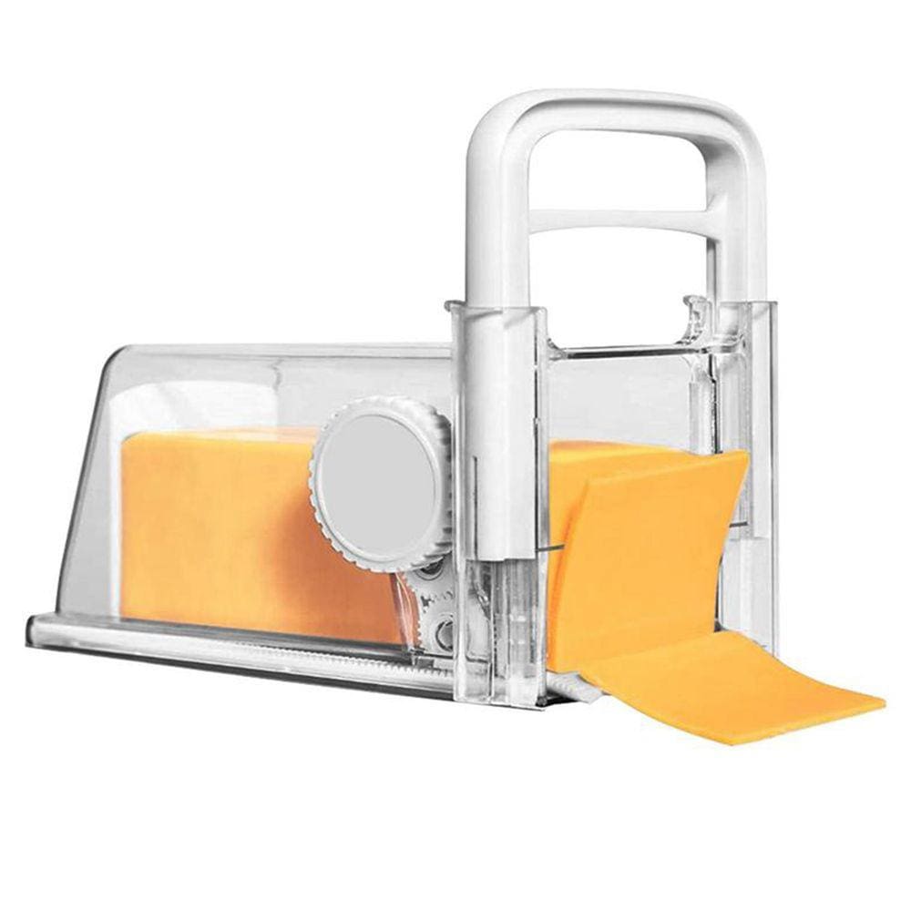 Cortador de Queijo Presunto Manual 4 em 1 Ralador Fatiador Lamina Pote Hermetico Armazenamento Resistente Alimento Culinaria
