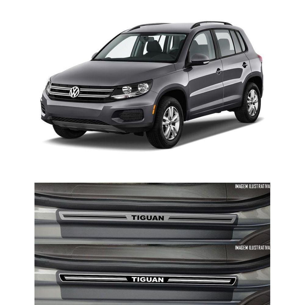 Jg Soleira Tiguan 4p Aço Escovado Preto Elegance