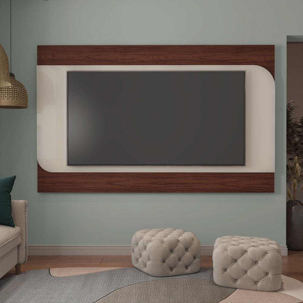 Painel 220cm com Suporte Para TV até 86 Polegadas Porto Cedro/Off White