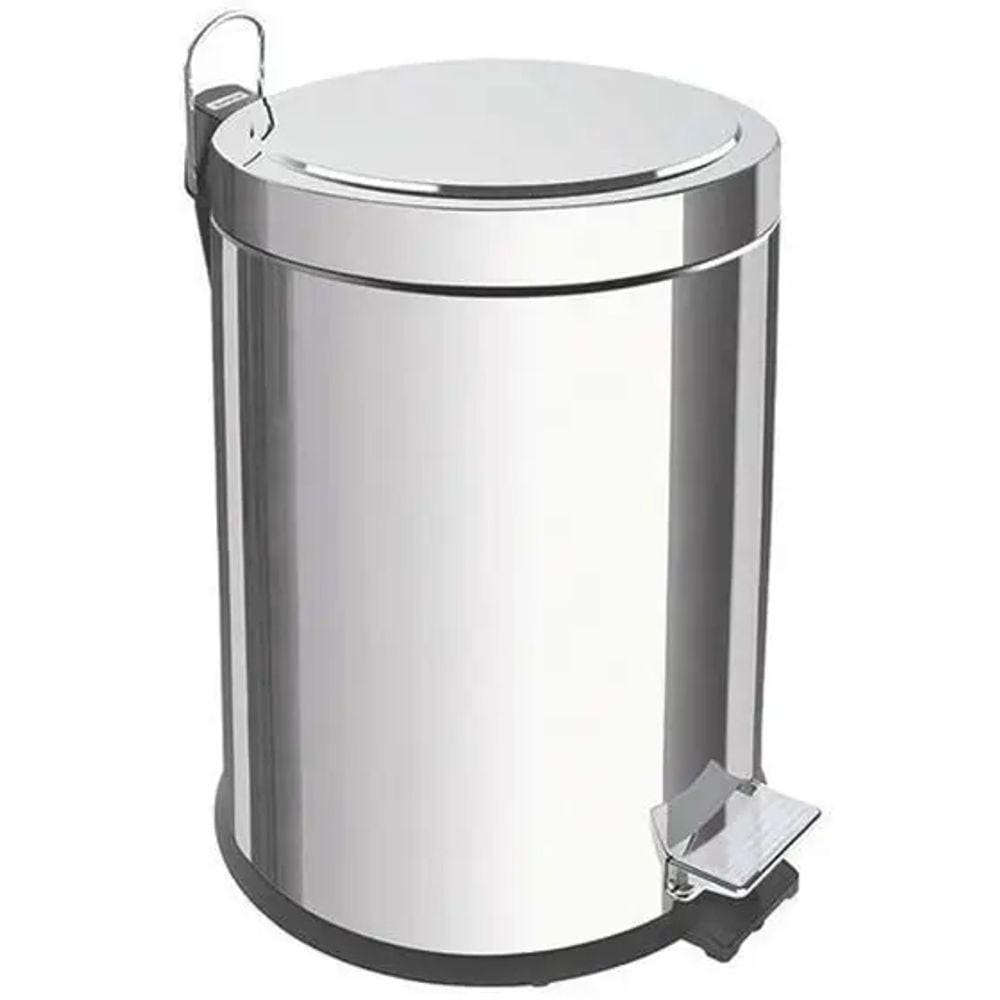 Lixeira Inox 3 Litros Redonda com Pedal e Cesto Removível - Aço Inox