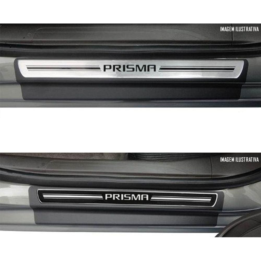 Jogo Soleira Premium Elegance Chevrolet Novo Prisma 2013 2014 - ( Vinil + Resinada 4 Peças )