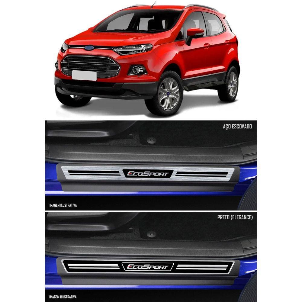 Jogo Soleira Premium Elegance Ford Ecosport Nova Geração 2012 2013 2014 - ( Vinil + Resinada 4 Peças )