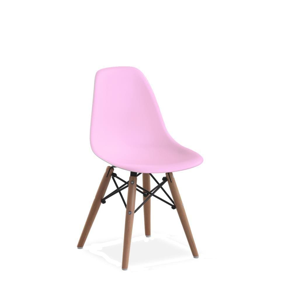 Cadeira Eames Infantil Rosa  Base Em Madeira