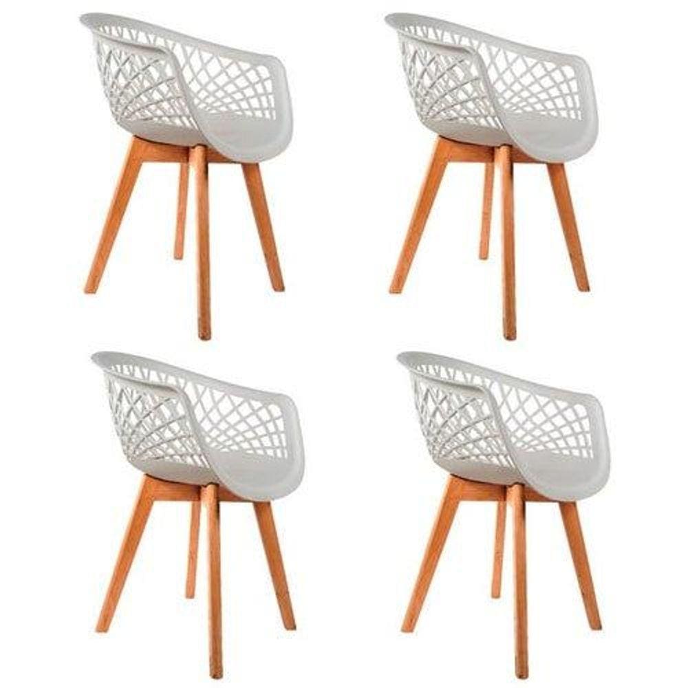 Conjunto 4 Cadeiras Web  Wood Branca