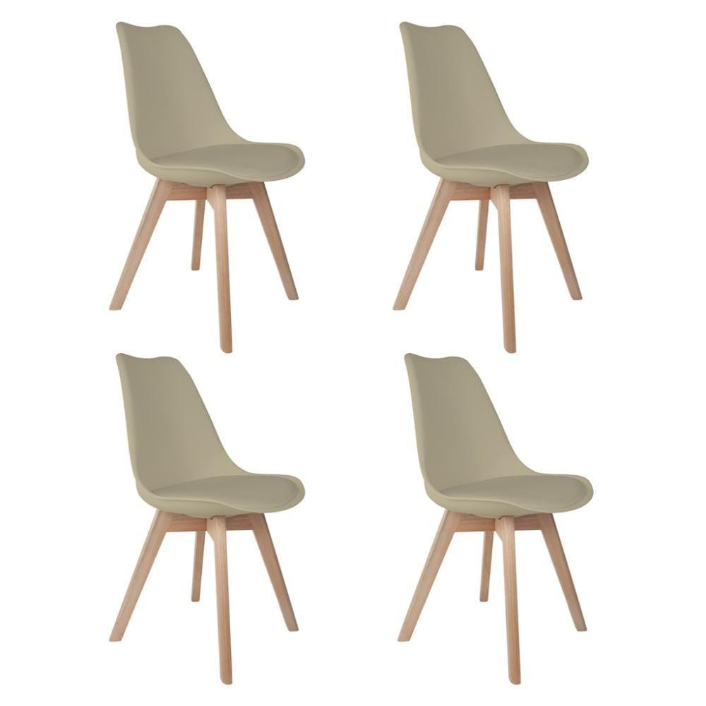 Conjunto Com 4 Cadeiras Saarinen Wood Nude