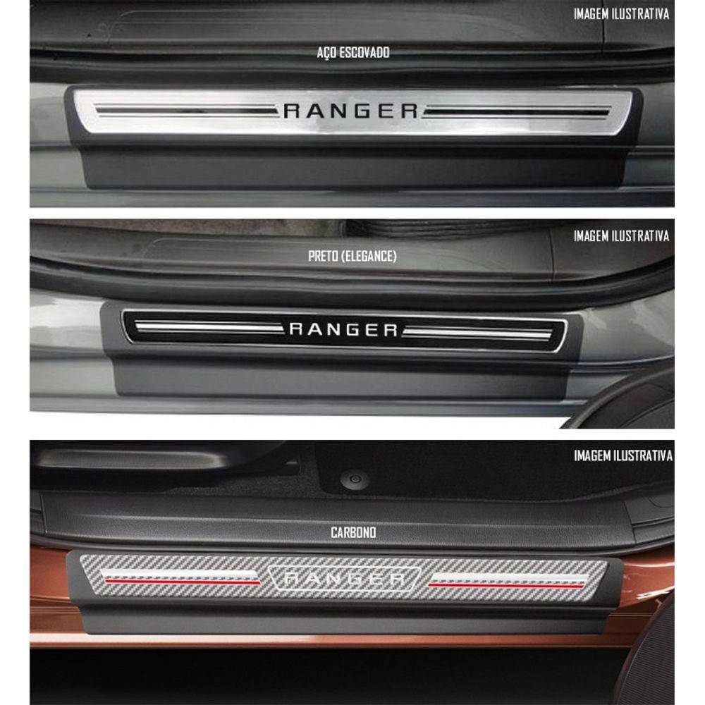Jogo Soleira Premium Elegance Ford Nova Ranger 2013 2014 2015 2016 2017 2018 2019 2020- 4 Portas ( Vinil + Resinada 8 Peças )