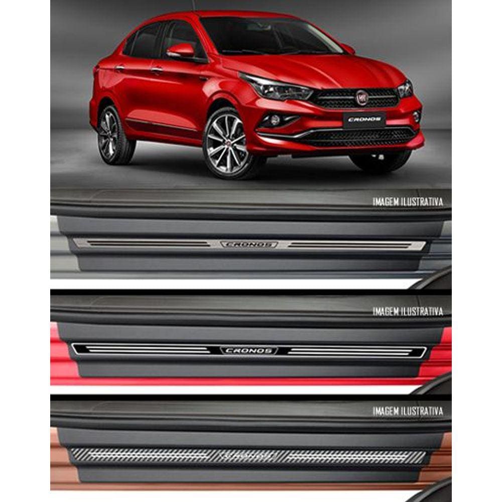 Jogo Soleira Premium Elegance Fiat Cronos- 4 Portas ( Vinil + Resinada 8 Peças )