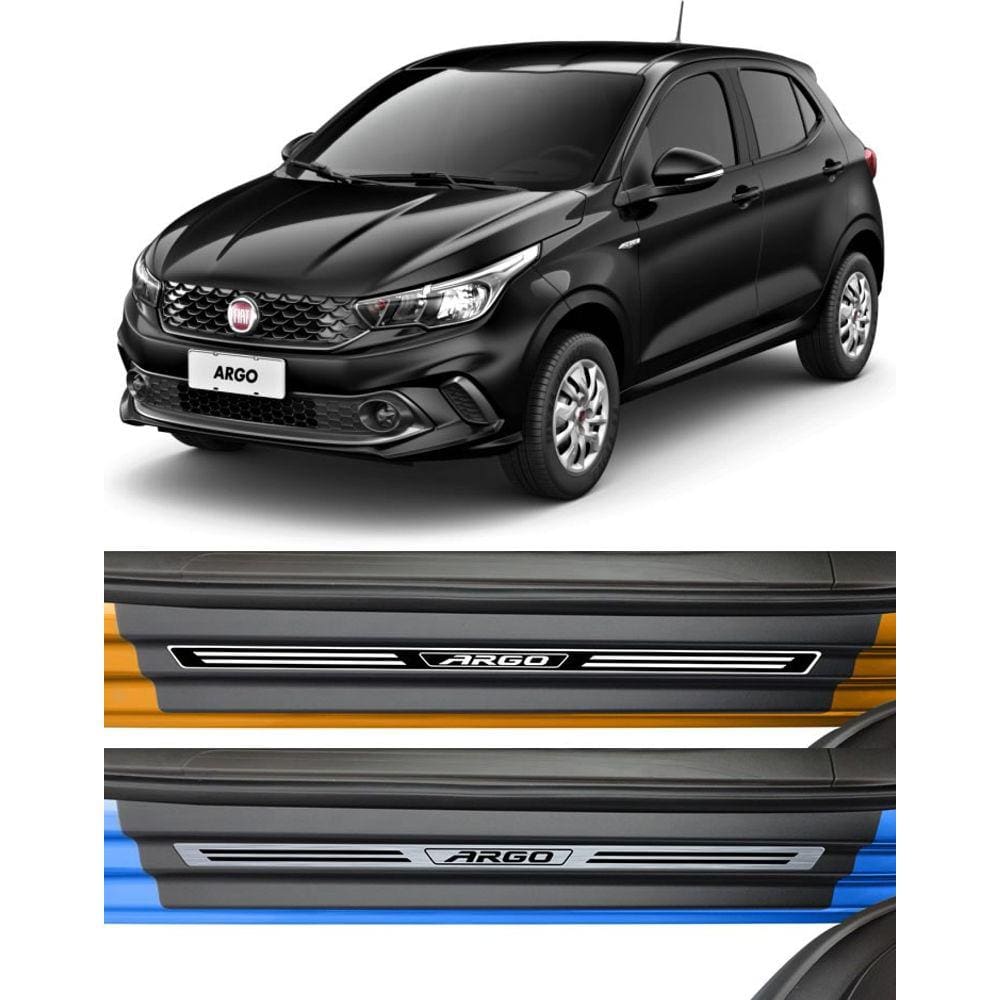 Jogo Soleira Premium Elegance Fiat Argo - 4 Portas ( Vinil + Resinada 8 Peças )