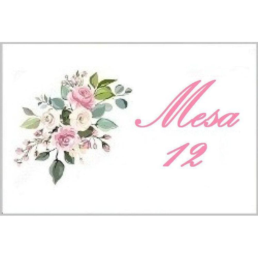 Kit Com Número Para Mesa - Rosa1  10 X 6,5 Cm  - 24 Placas