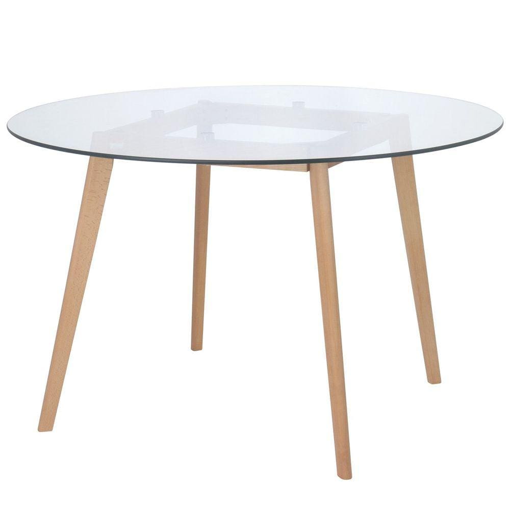 Mesa de jantar redonda Leda com tampo de vidro 120 cm