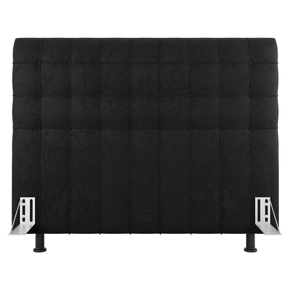 Cabeceira Cama Box Casal King Size Dahlia 195Cm Com Frame Sintético Preto - Abmaza