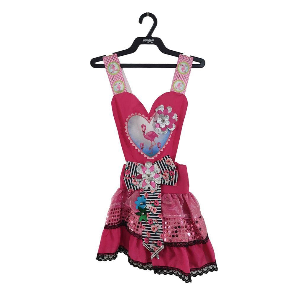 Fantasia Jardineira Flamingo Infantil