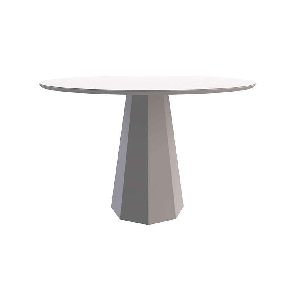 mesa de jantar redonda com tampo de vidro isis off white 120 cm