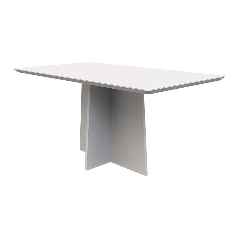 mesa de jantar retangular com tampo de vidro anitta off white 160 cm