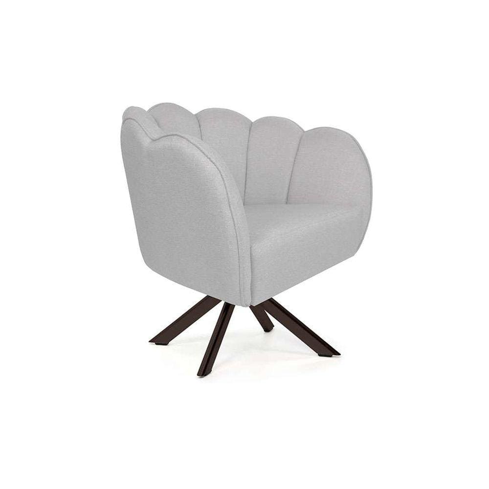 poltrona ariel giratória linho creme e chocolate