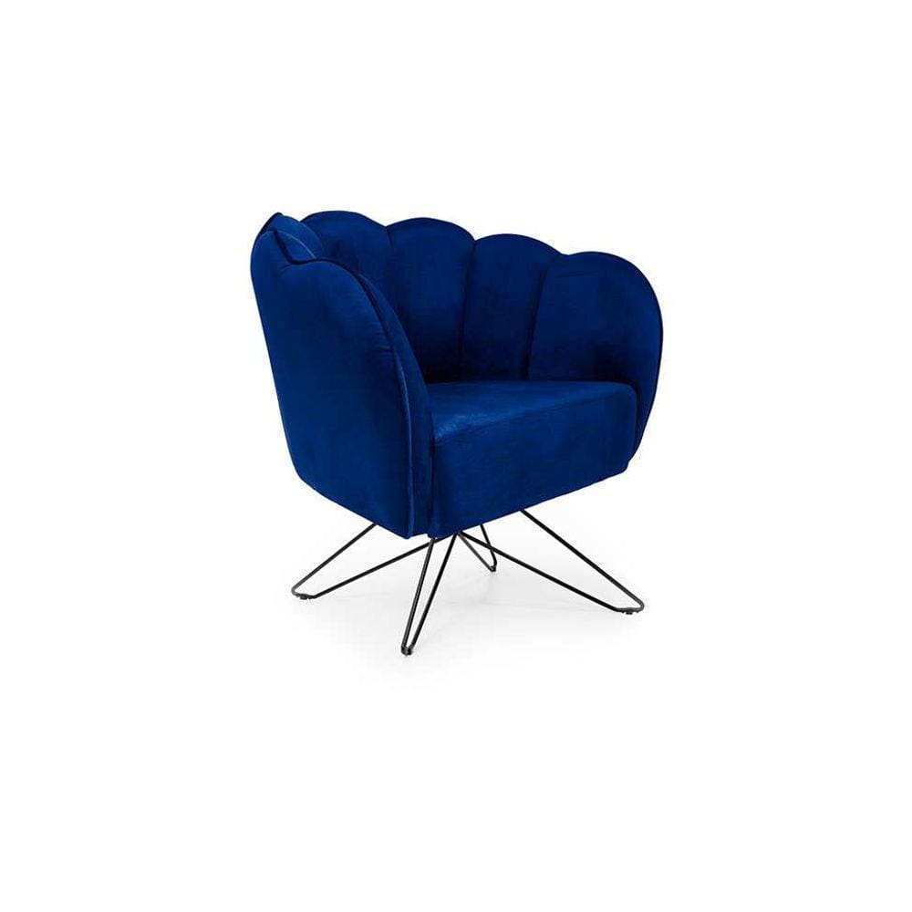 poltrona ariel base aço veludo royal e preta