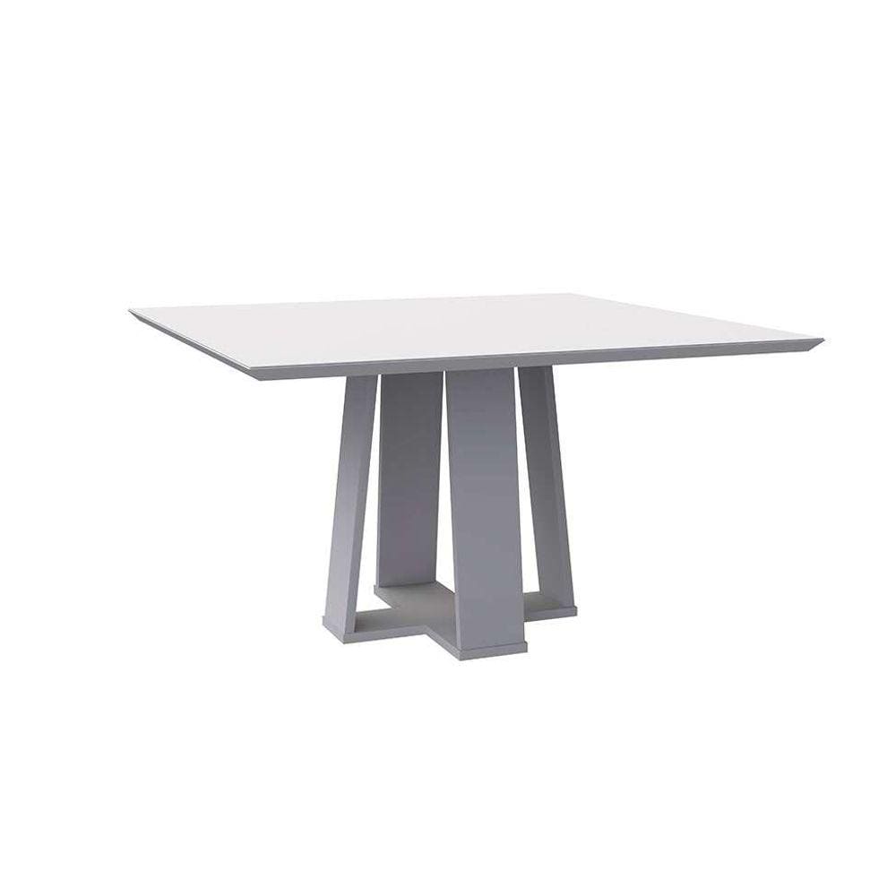mesa de jantar quadrada com tampo de vidro valencia off white 135 cm