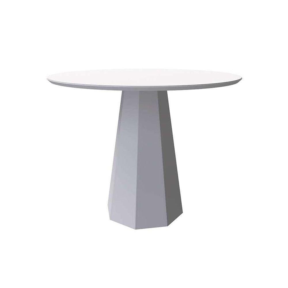 mesa de jantar redonda com tampo de vidro isis off white 100 cm