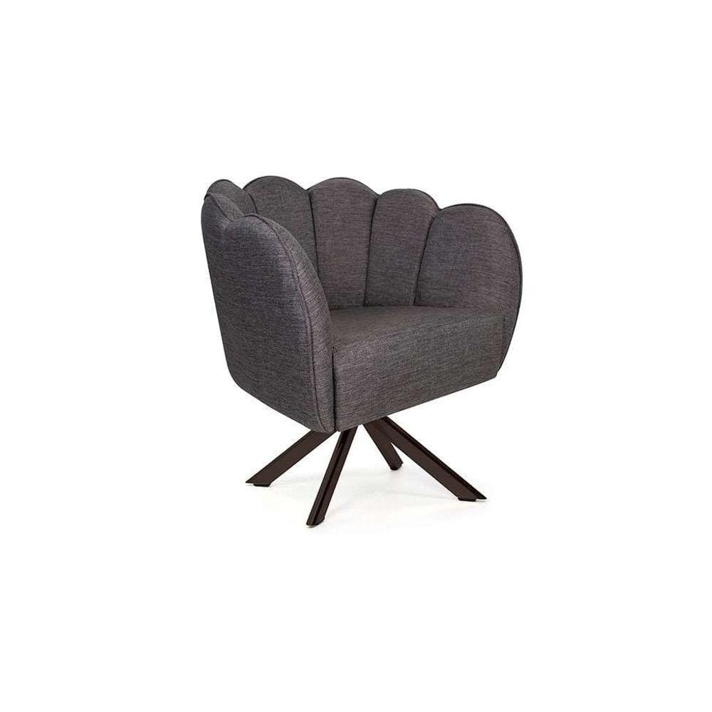 poltrona ariel giratória linho mescla marrom e chocolate