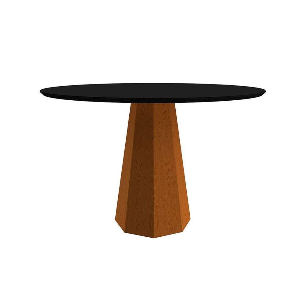 mesa de jantar redonda com tampo de vidro isis preta e ype 120 cm