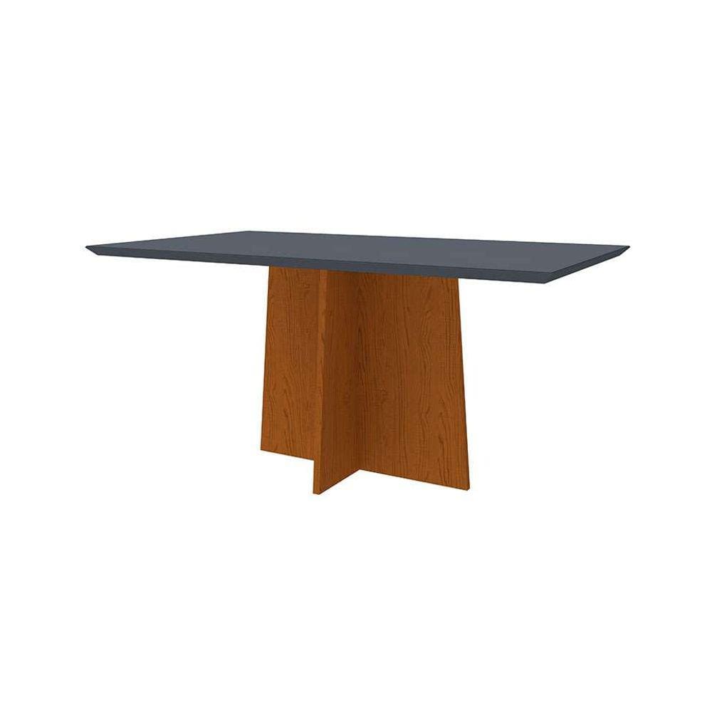 mesa de jantar retangular com tampo de vidro ana cinza e ype 160 cm