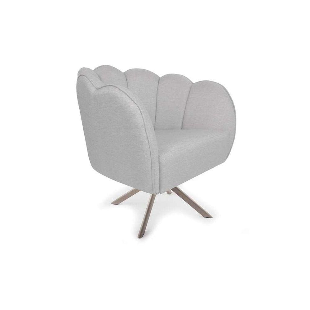 poltrona ariel giratória linho creme e champagne