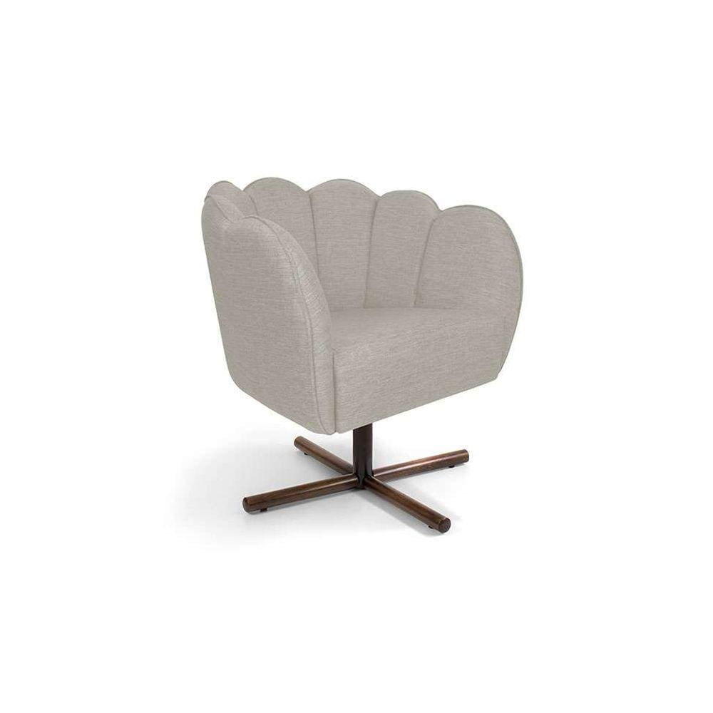 poltrona ariel giratória linho aveia e castanho