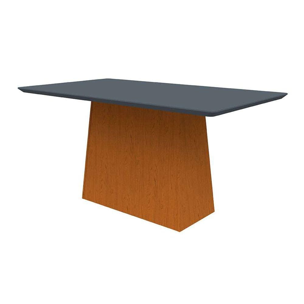 mesa de jantar retangular com tampo de vidro bárbara cinza e ype 160 cm