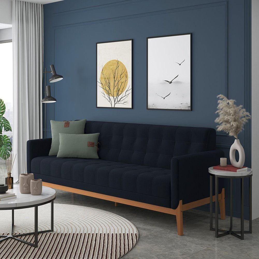 Sofá 3 Lugares 180cm Brooks Azul Marinho