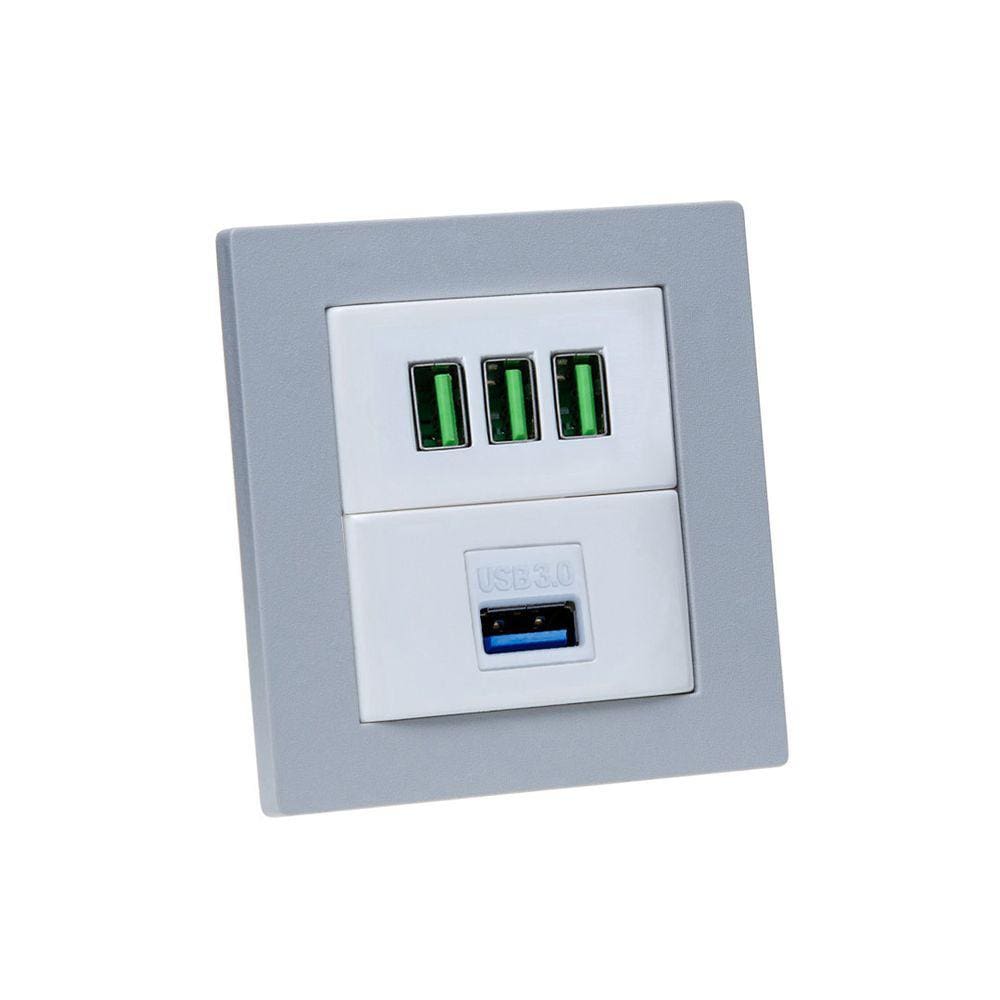 Espelho Duplo Reto 3 USB 5.2A 1 USB Dados