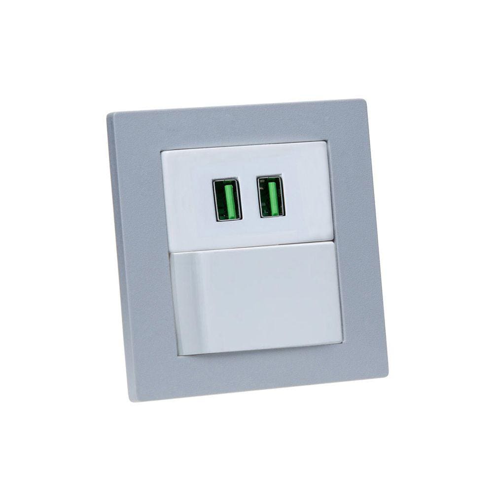 Espelho Duplo Reto 2 USB 4.9A 1 Interruptor