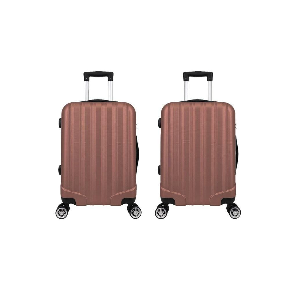 Mala De Bordo 10kg 2 Peças ABS 4 Rodas XH-A122 Gold Rosa Prizi