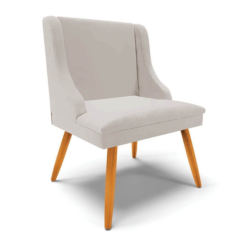 Cadeira Estofada para Sala de Jantar Pés Palito Lia Veludo Cinza - Ibiza